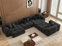 Matrix 4-Seater Black Linen L-Shaped Sectional | 4-Piece, Modern Style