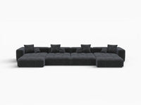 Seccional Matrix de 4 Asientos de Lino Negro | 8 piezas (incluye 4 otomanas), diseño modular
