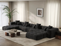 Matrix 4-Seater Black Linen U-Shaped Sectional | 6-Piece (Includes 2 Ottomans), Large Space