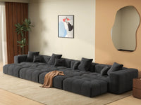 Matrix 4-Seater Black Open Space Pit Sectional | 8-Piece (Includes 4 Ottomans), Linen Fabric
