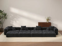 Matrix 4-Seater Black Open Space Pit Sectional | 8-Piece (Includes 4 Ottomans), Linen Fabric