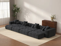 Matrix 4-Seater Black Open Space Pit Sectional | 8-Piece (Includes 4 Ottomans), Linen Fabric