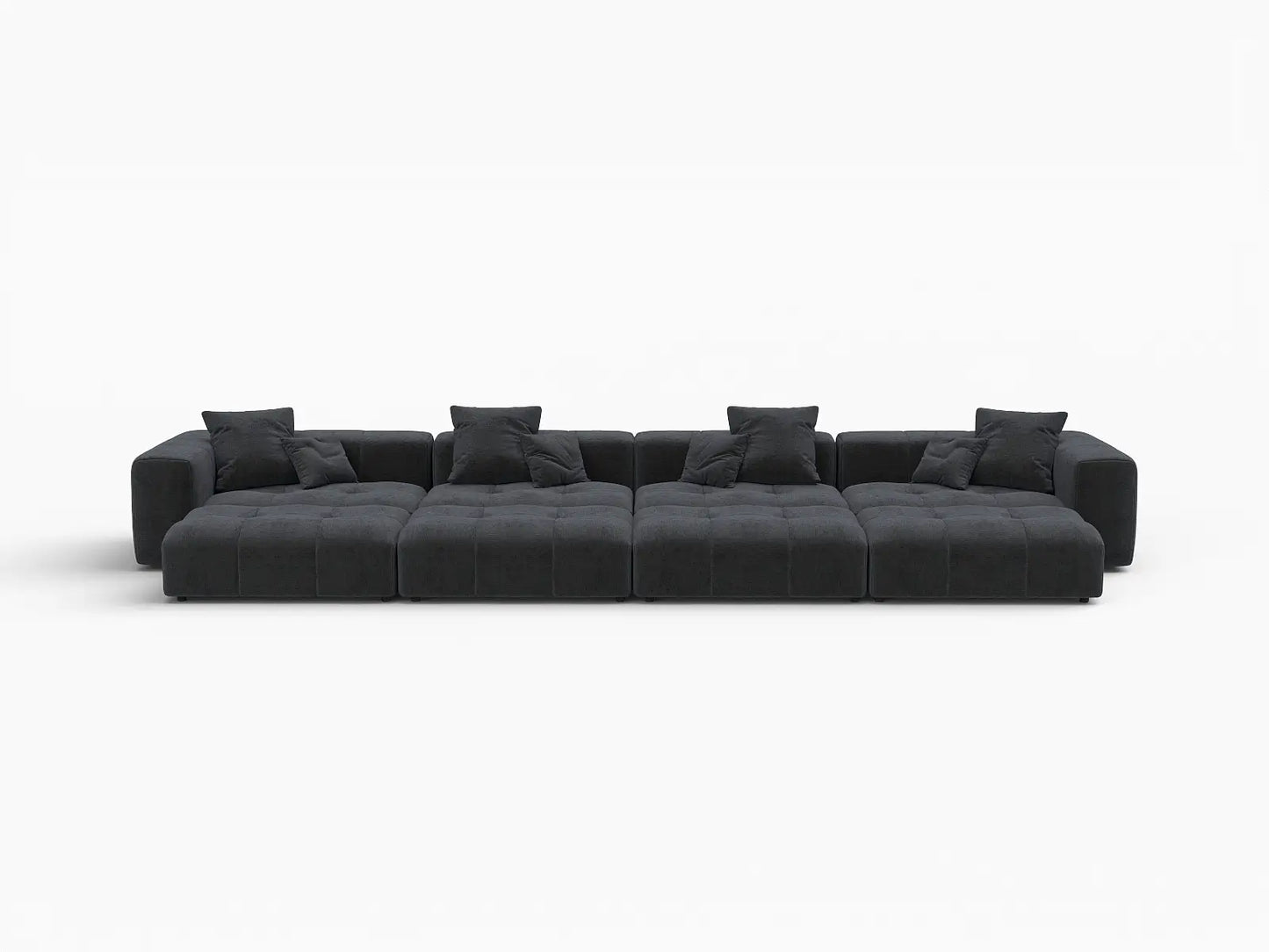 Matrix 4-Seater Black Open Space Pit Sectional | 8-Piece (Includes 4 Ottomans), Linen Fabric