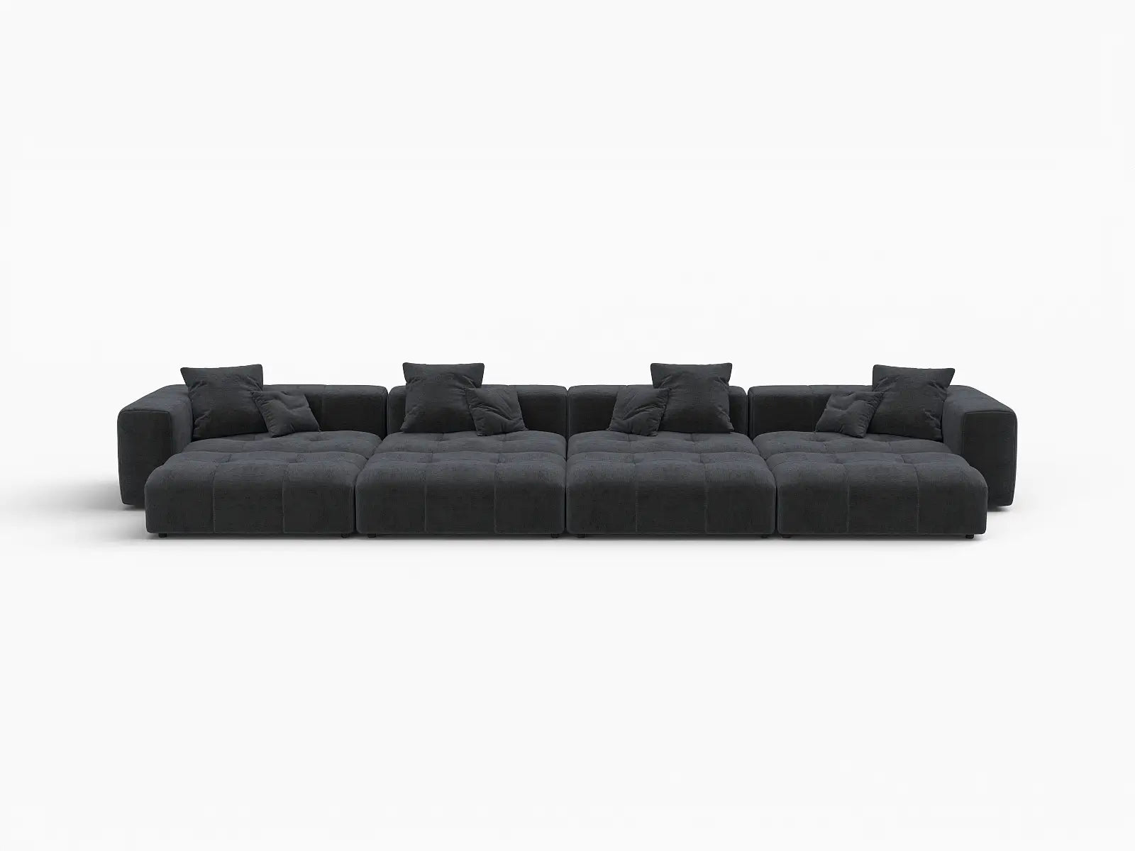 Matrix 4-Seater Black Open Space Pit Sectional | 8-Piece (Includes 4 Ottomans), Linen Fabric