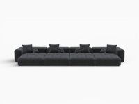 Matrix 4-Seater Black Open Space Pit Sectional | 8-Piece (Includes 4 Ottomans), Linen Fabric