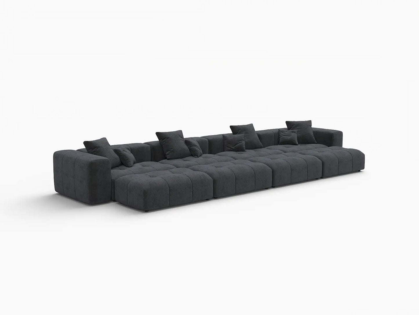 Matrix 4-Seater Black Open Space Pit Sectional | 8-Piece (Includes 4 Ottomans), Linen Fabric