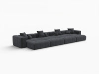 Matrix 4-Seater Black Open Space Pit Sectional | 8-Piece (Includes 4 Ottomans), Linen Fabric