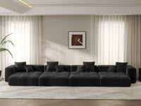 Matrix 4-Seater Black Open Space Pit Sectional | 8-Piece (Includes 4 Ottomans), Linen Fabric