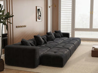 Matrix 4-Seater Black Open Space Pit Sectional | 8-Piece (Includes 4 Ottomans), Linen Fabric