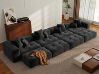 Matrix 4-Seater Black Open Space Pit Sectional | 8-Piece (Includes 4 Ottomans), Linen Fabric