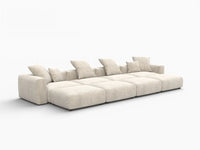 Fundas modernas modulares para sofá Matrix | Fundas de pana beige para sofá de 4 plazas con 4 otomanas