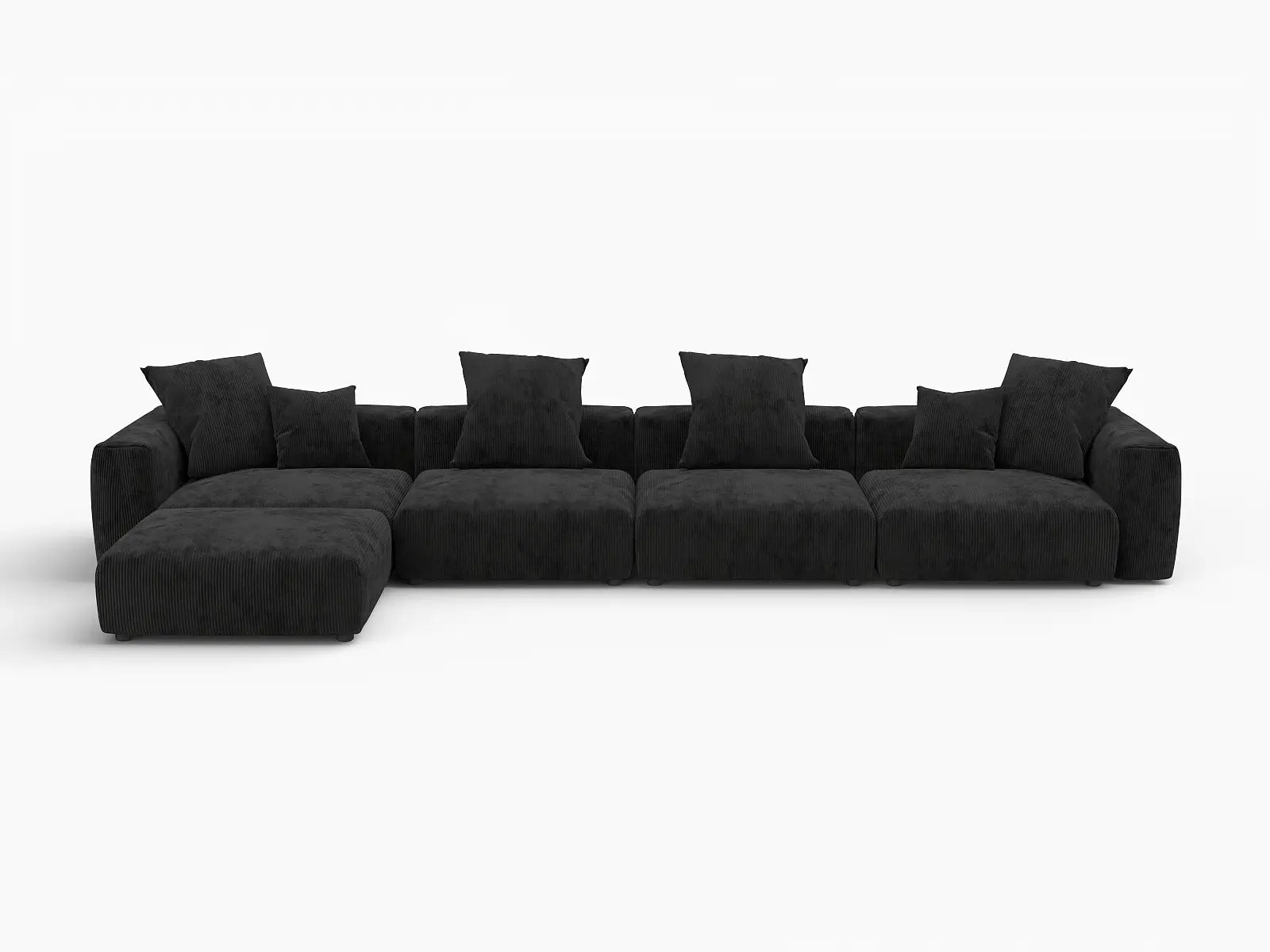 Fundas de sofá modulares modernos Matrix | Fundas de sofá de pana negra para 4 plazas con 1 otomana