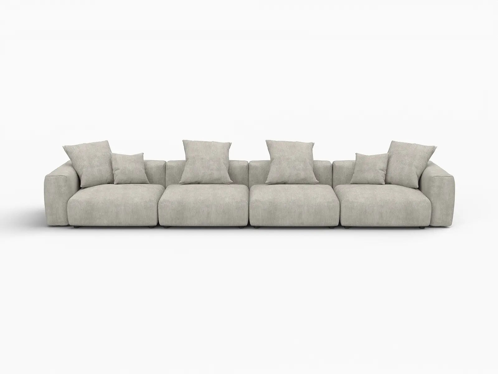 Sofá Seccional Matrix de 4 Plazas Gris | 4 piezas, Tela de Pana, Asientos para Sala de Estar, Fundas de Cojín Lavables
