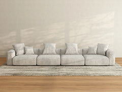 Matrix 4-Seater Grey Couch Sectional | 4-Piece, Corduroy Fabric, Living Room Seating, Washable Cushion Covers