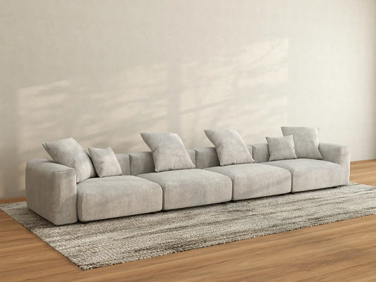 Sofá Seccional Matrix de 4 Plazas Gris | 4 piezas, Tela de Pana, Asientos para Sala de Estar, Fundas de Cojín Lavables