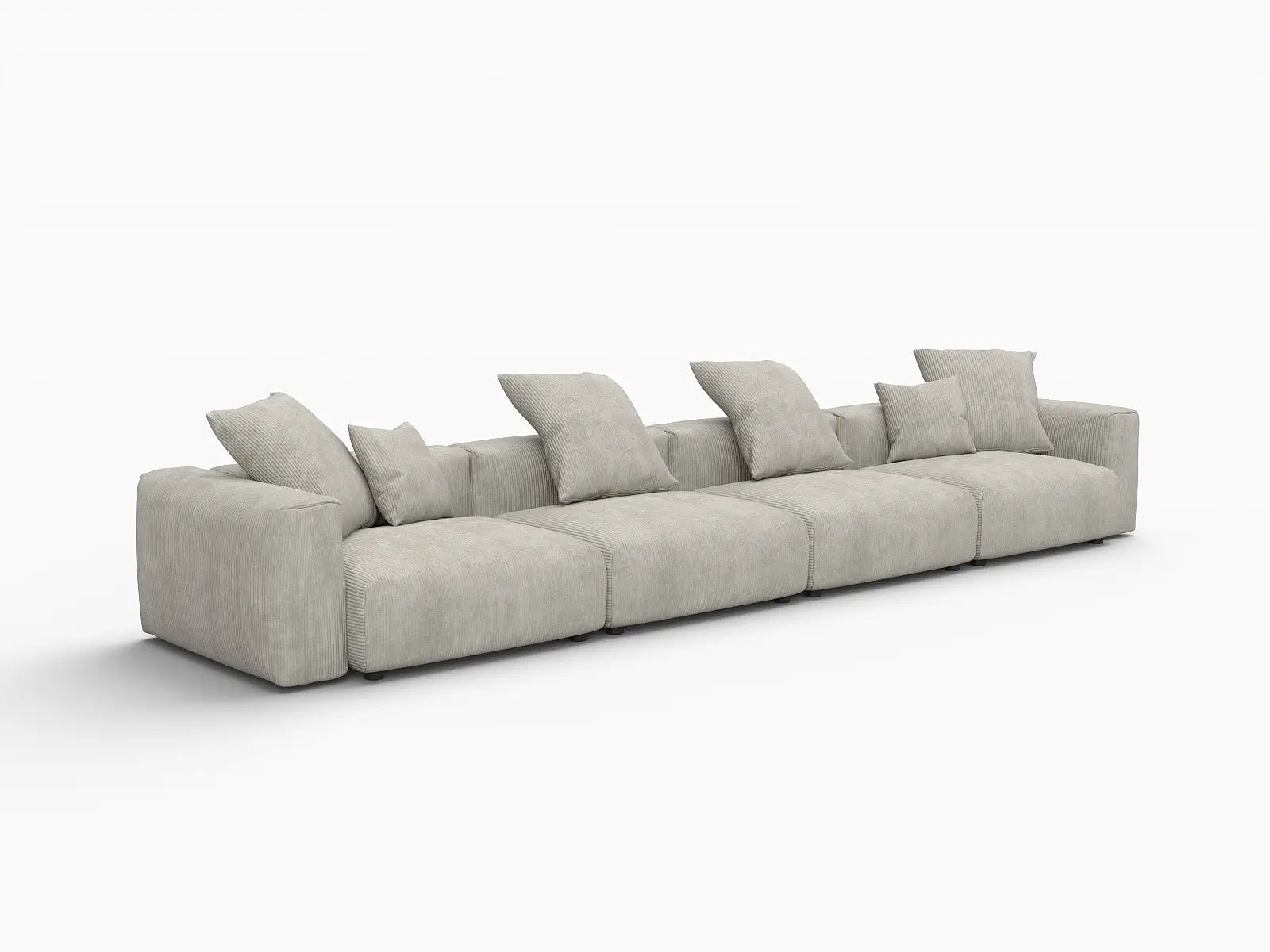 Sofá Seccional Matrix de 4 Plazas Gris | 4 piezas, Tela de Pana, Asientos para Sala de Estar, Fundas de Cojín Lavables