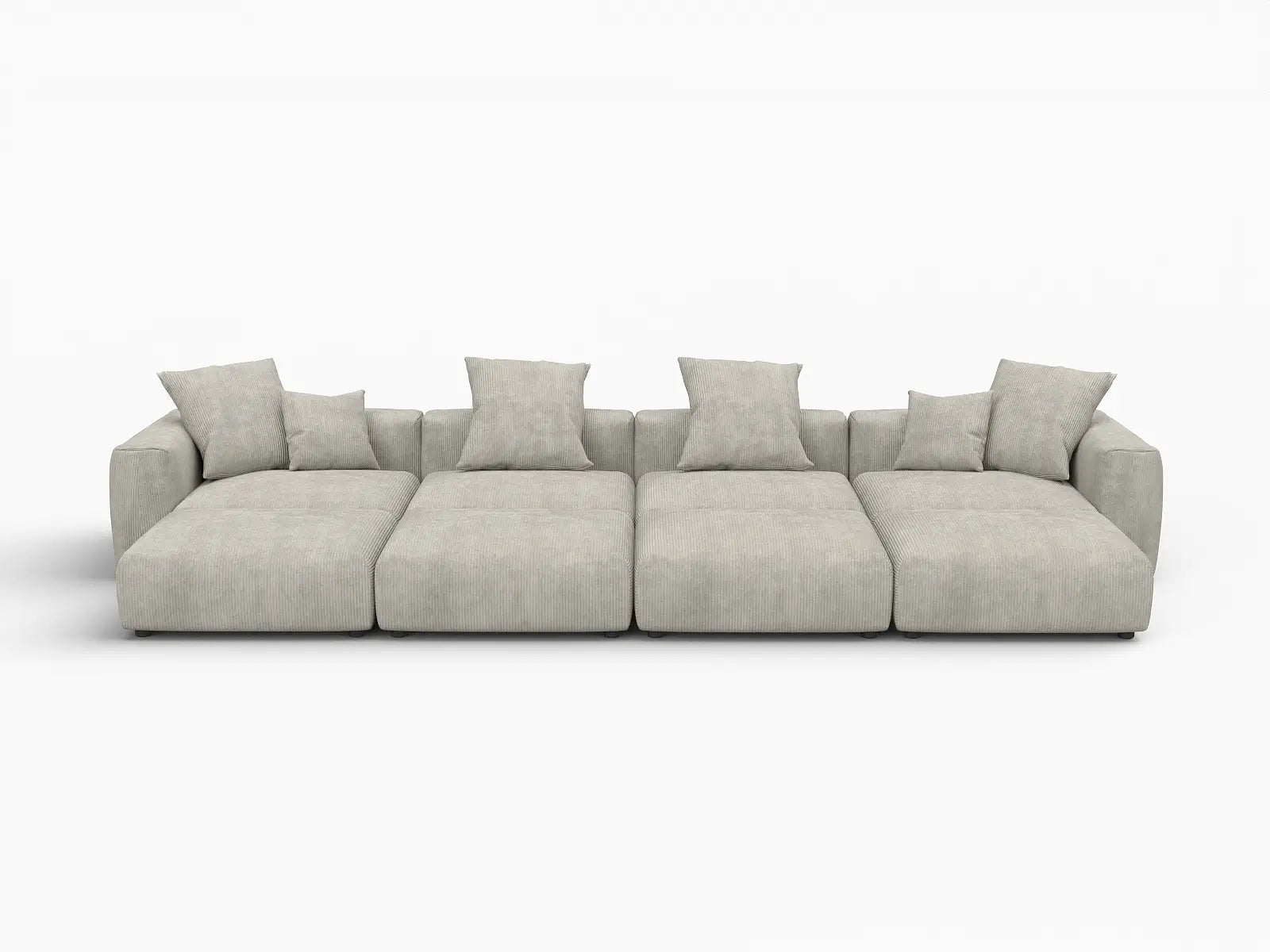 Seccional Matrix de 4 Asientos Gris Pit | 8 Piezas (Incluye 4 Otomanas), Tela de Corduroy, Asientos para Sala Familiar, Fundas de Cojín Lavables