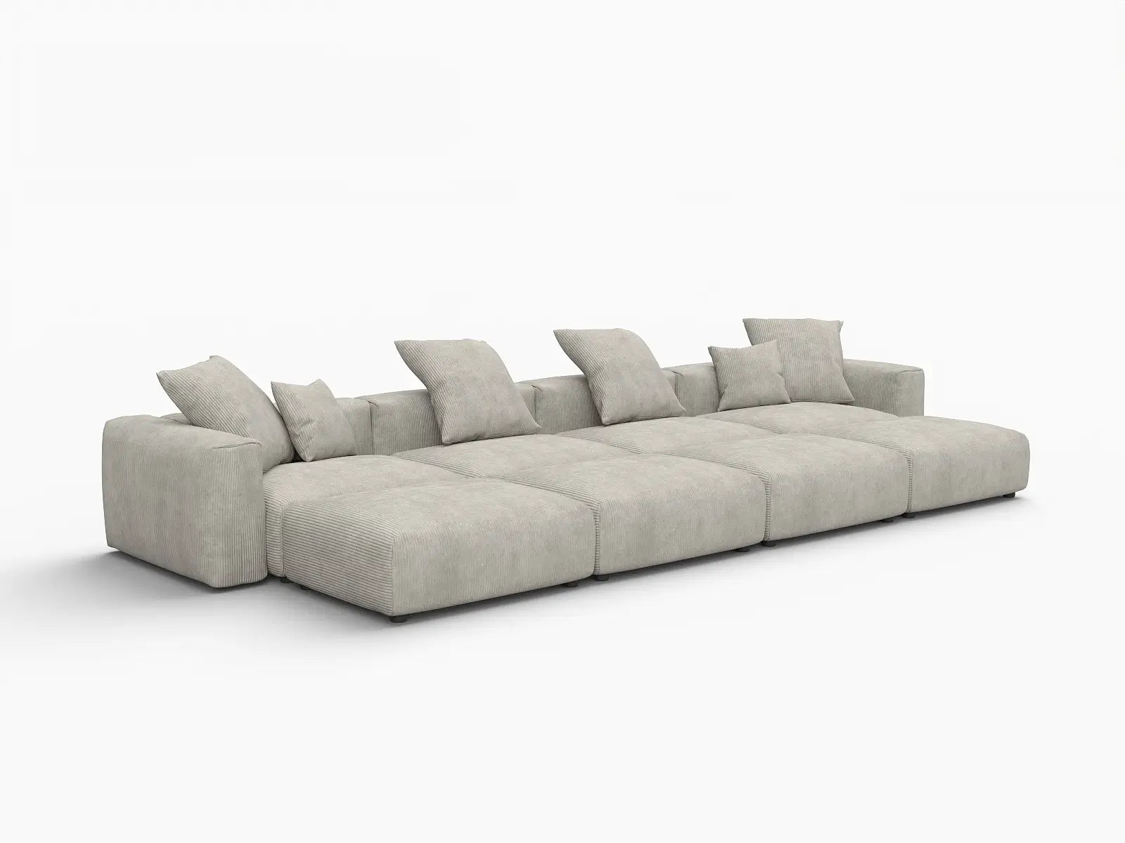 Seccional Matrix de 4 Asientos Gris Pit | 8 Piezas (Incluye 4 Otomanas), Tela de Corduroy, Asientos para Sala Familiar, Fundas de Cojín Lavables