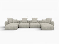 Matrix 4-Seater Grey U-Shaped Sectional | 6-Piece (Includes 2 Ottomans), Corduroy Fabric, Family Room Seating, Washable Cushion Covers