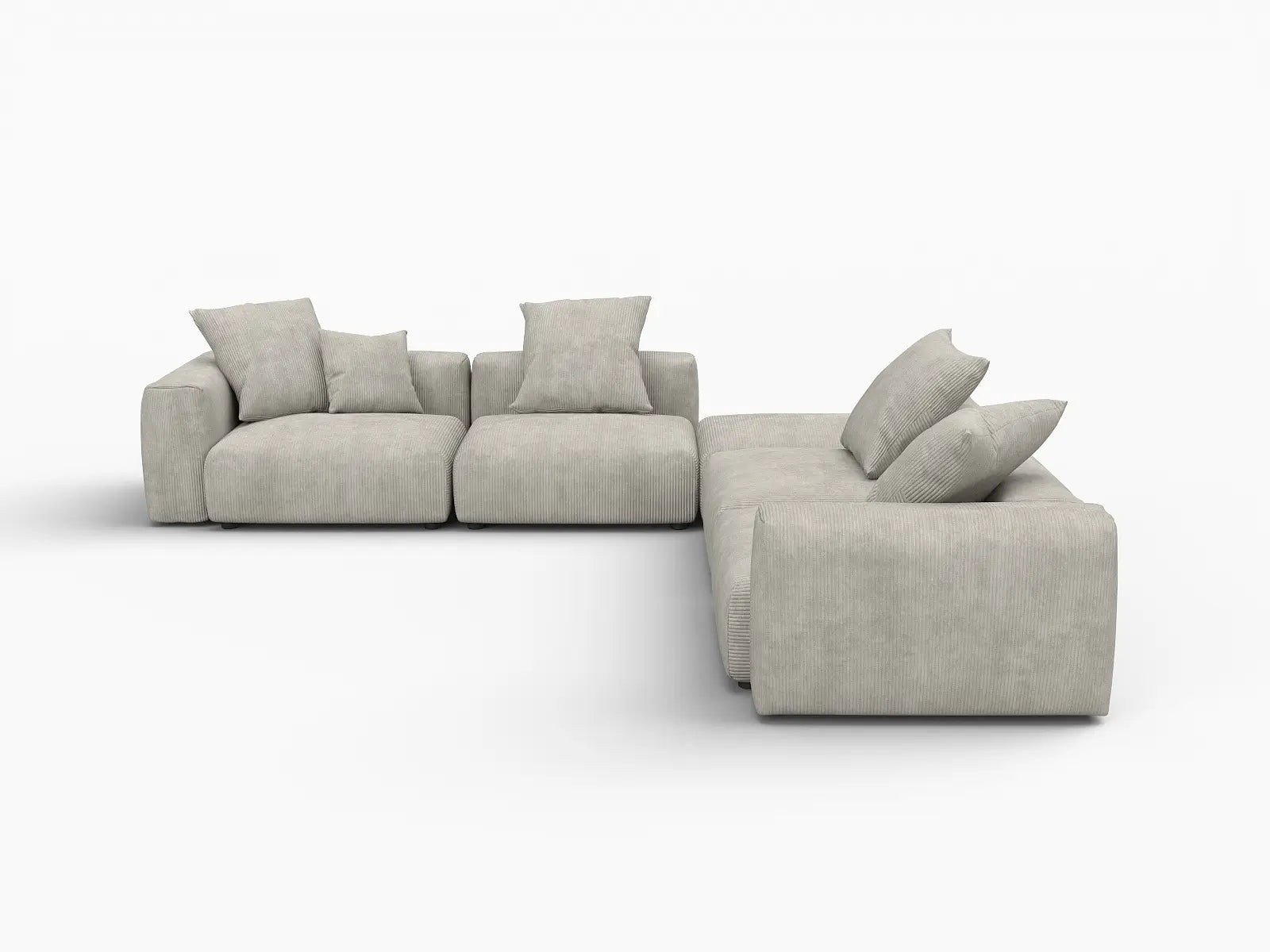 Sofá seccional Matrix en forma de V de 4 plazas, color gris | 5 piezas (incluye 1 otomana), tela de pana, asientos para sala de estar, fundas de cojín lavables