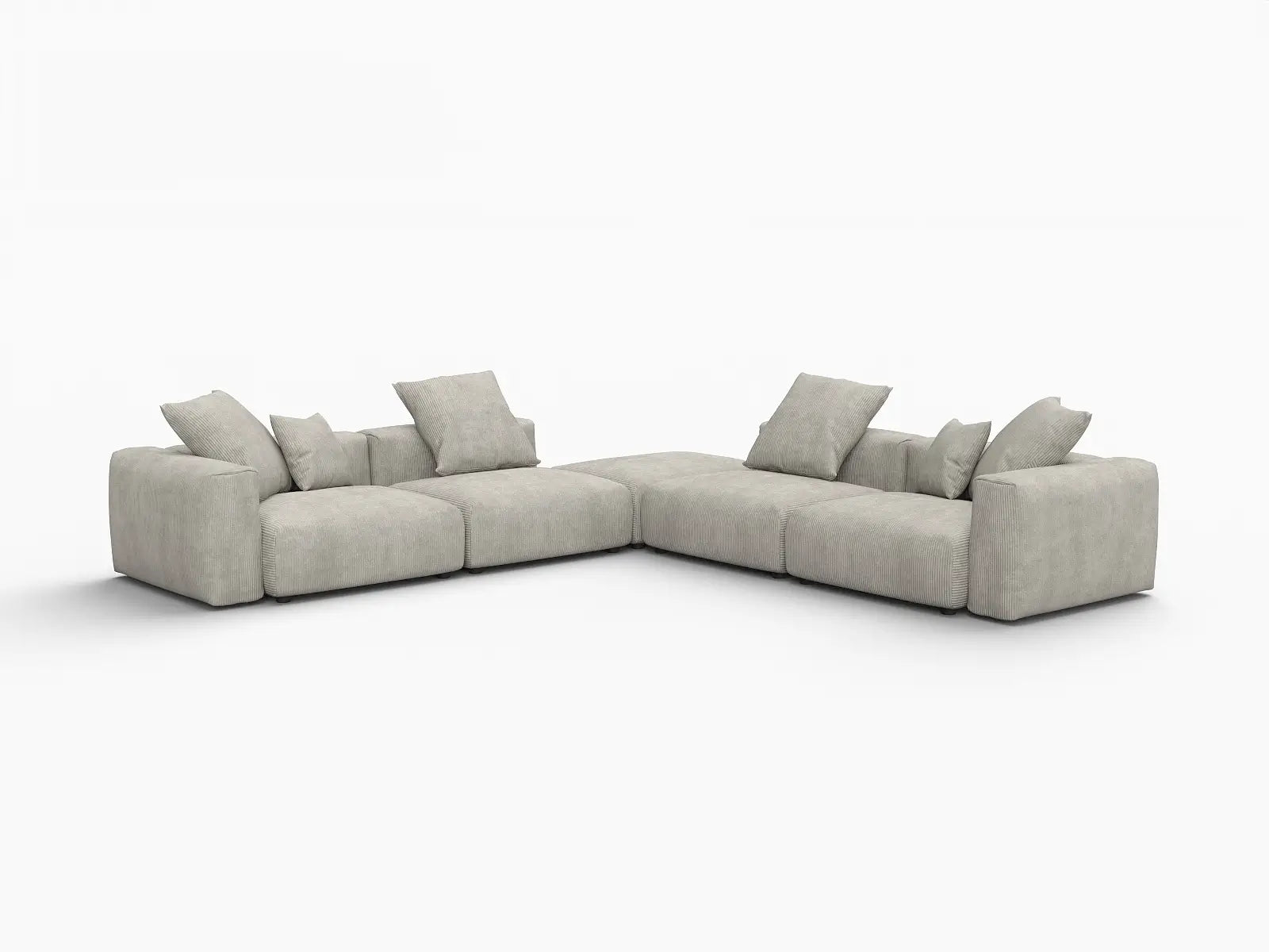 Sofá seccional Matrix en forma de V de 4 plazas, color gris | 5 piezas (incluye 1 otomana), tela de pana, asientos para sala de estar, fundas de cojín lavables