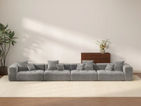 Matrix 4-Seater Light Grey Large Space Couch Sectional | 4-Piece, Linen Fabric
