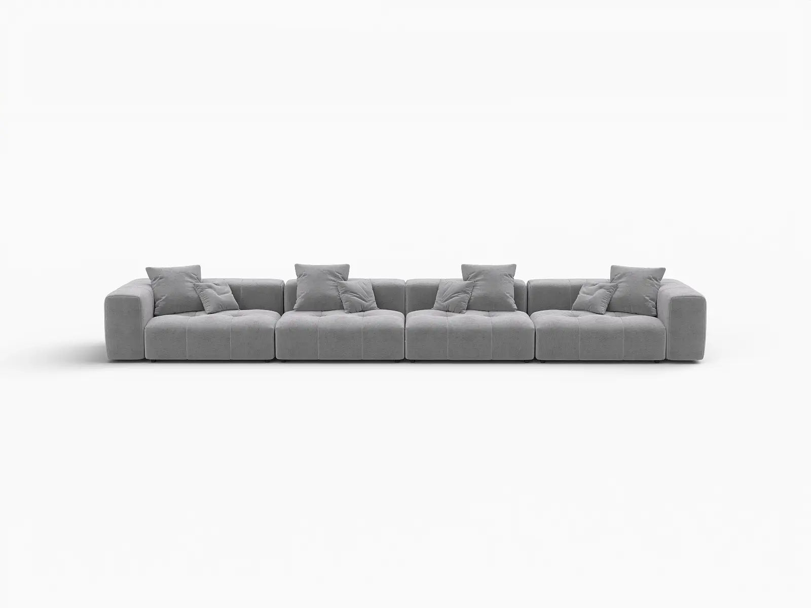 Matrix 4-Seater Light Grey Large Space Couch Sectional | 4-Piece, Linen Fabric