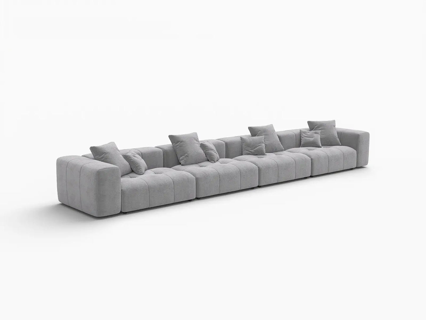 Matrix 4-Seater Light Grey Large Space Couch Sectional | 4-Piece, Linen Fabric