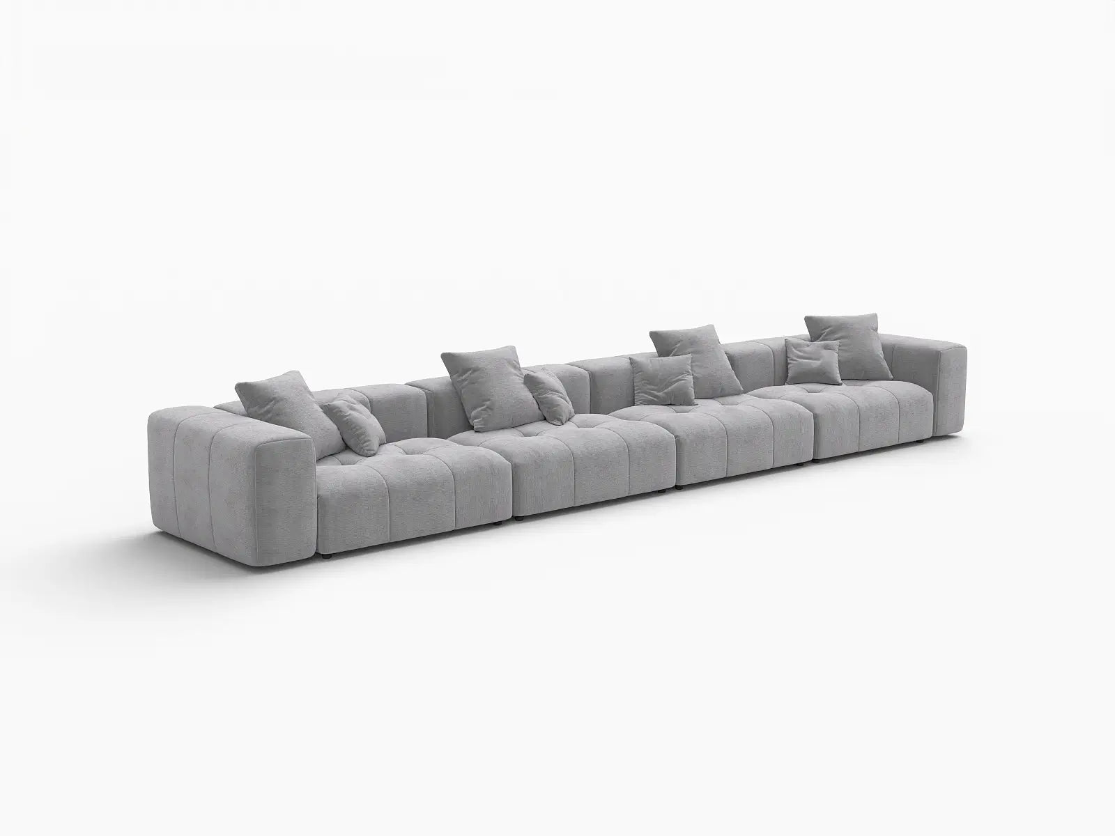 Matrix 4-Seater Light Grey Large Space Couch Sectional | 4-Piece, Linen Fabric