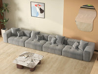 Matrix 4-Seater Light Grey Large Space Couch Sectional | 4-Piece, Linen Fabric