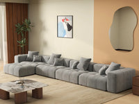 Matrix 4-Seater Light Grey Large Space L-Shaped Sectional | 5-Piece (Includes 1 Ottoman), Linen Fabric