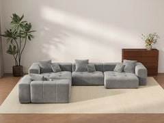 Matrix 4-Seater Light Grey Large Space L-Shaped Sectional | 4-Piece, Linen Fabric
