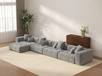 Matrix 4-Seater Light Grey Large Space L-Shaped Sectional | 5-Piece (Includes 1 Ottoman), Linen Fabric