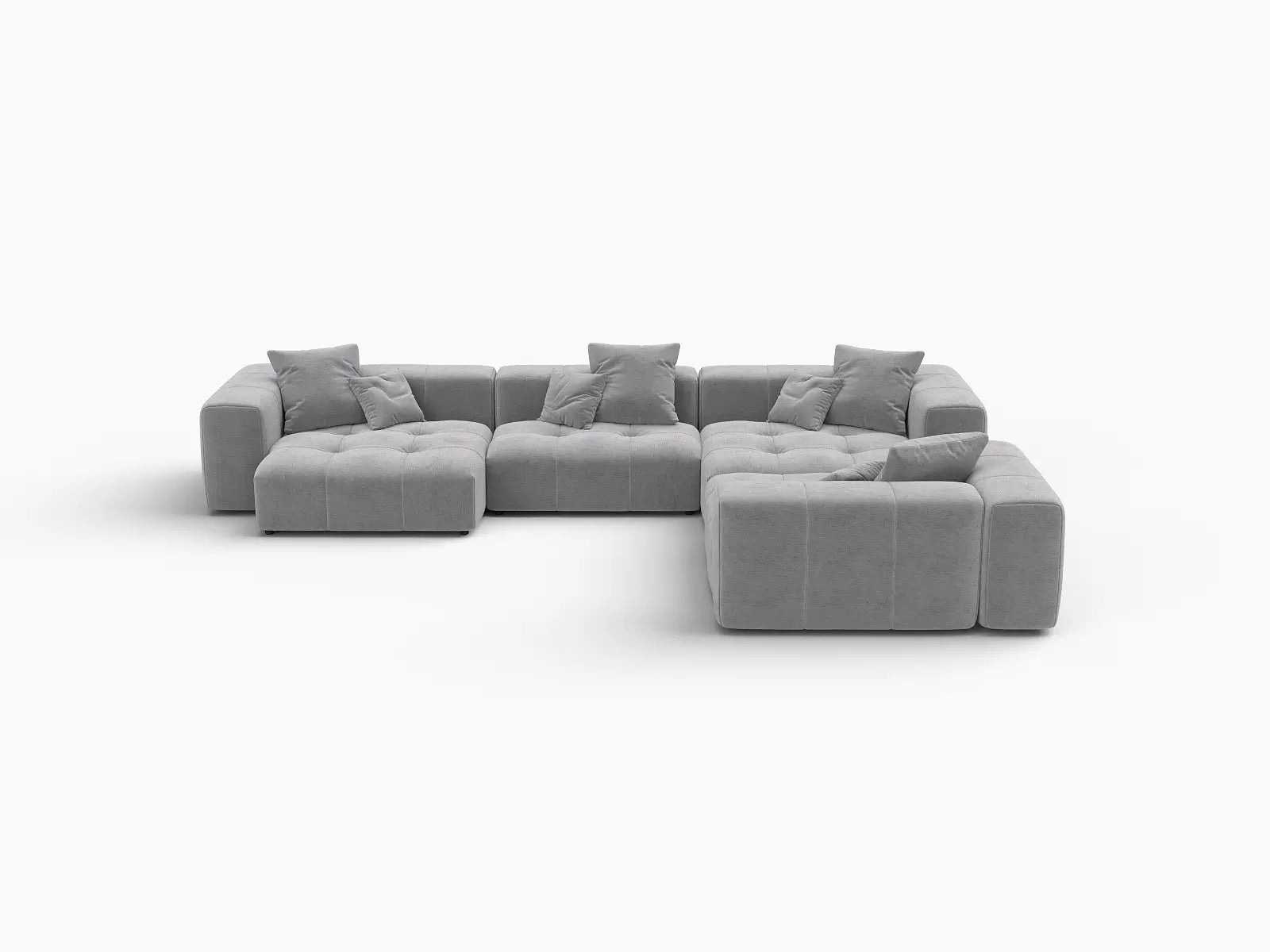 Matrix 4-Seater Light Grey Large Space L-Shaped Sectional | 4-Piece, Linen Fabric