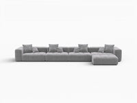 Matrix 4-Seater Light Grey Large Space L-Shaped Sectional | 5-Piece (Includes 1 Ottoman), Linen Fabric
