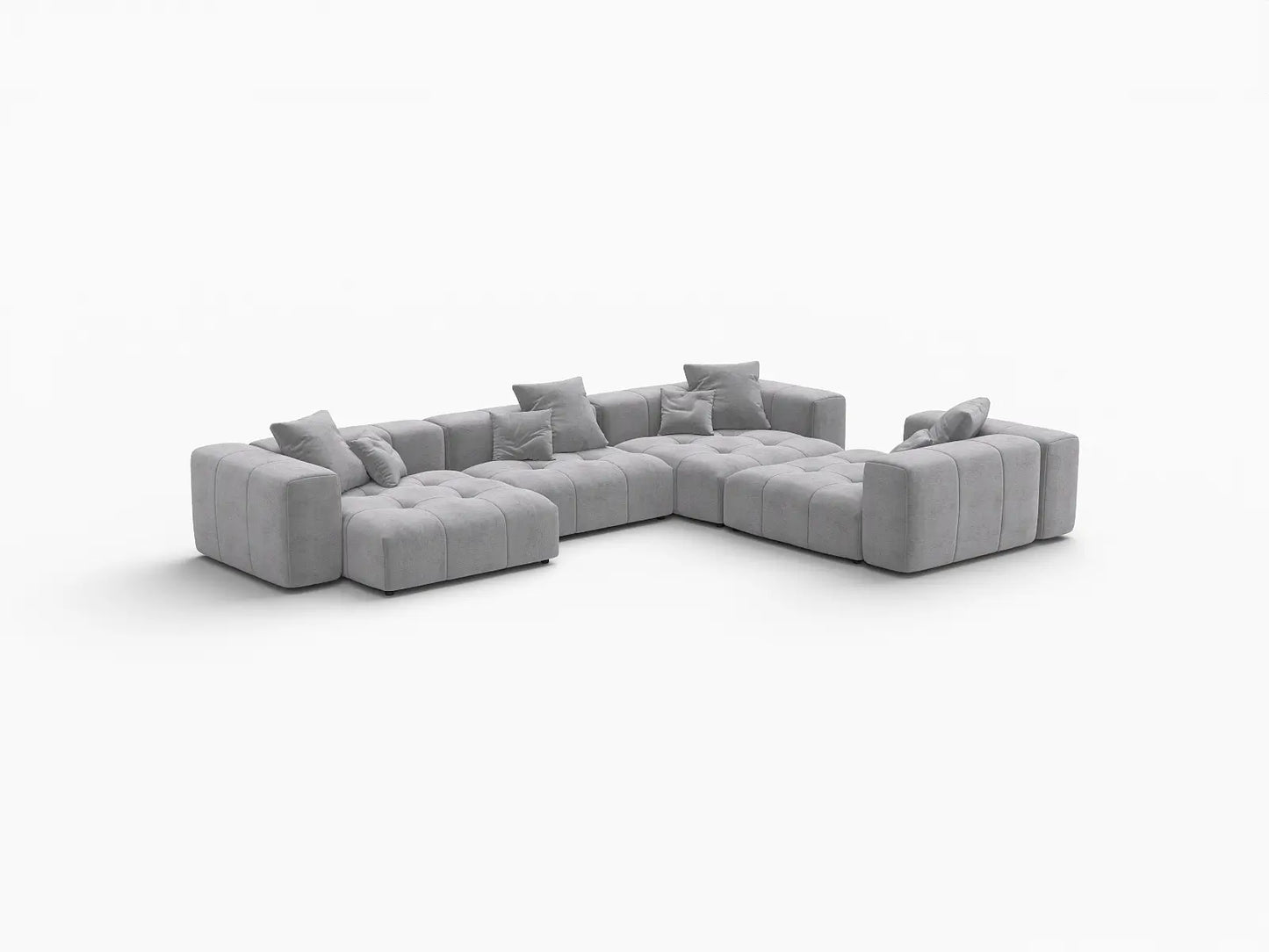 Matrix 4-Seater Light Grey Large Space L-Shaped Sectional | 4-Piece, Linen Fabric