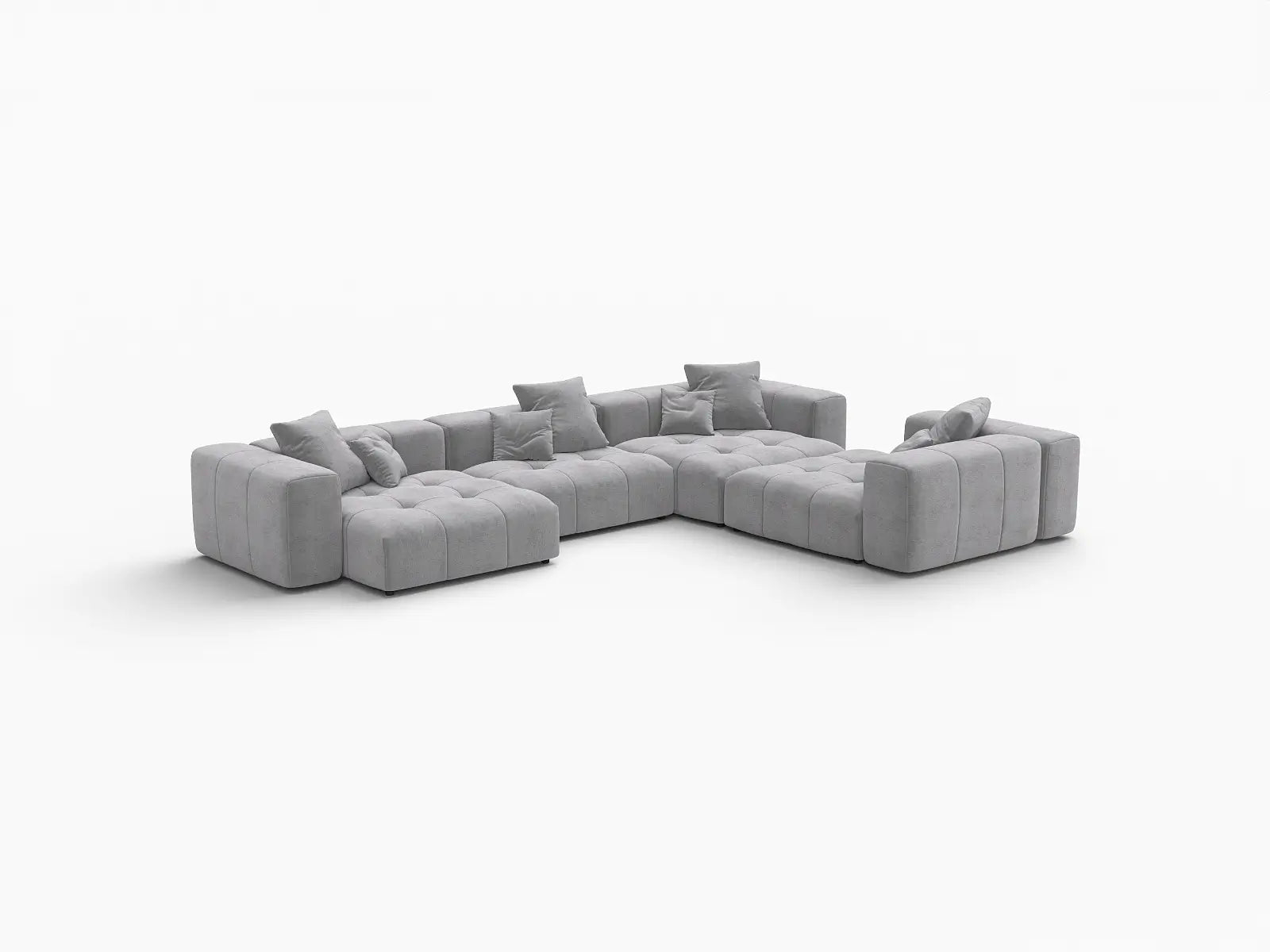 Matrix 4-Seater Light Grey Large Space L-Shaped Sectional | 4-Piece, Linen Fabric
