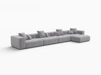 Matrix 4-Seater Light Grey Large Space L-Shaped Sectional | 5-Piece (Includes 1 Ottoman), Linen Fabric