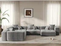 Matrix 4-Seater Light Grey Large Space L-Shaped Sectional | 4-Piece, Linen Fabric