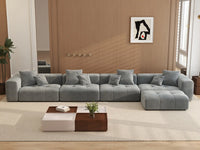 Matrix 4-Seater Light Grey Large Space L-Shaped Sectional | 5-Piece (Includes 1 Ottoman), Linen Fabric