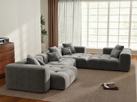 Matrix 4-Seater Light Grey Large Space L-Shaped Sectional | 4-Piece, Linen Fabric