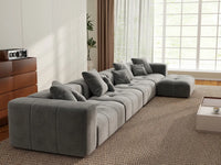 Matrix 4-Seater Light Grey Large Space L-Shaped Sectional | 5-Piece (Includes 1 Ottoman), Linen Fabric