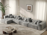 Matrix 4-Seater Light Grey Large Space L-Shaped Sectional | 5-Piece (Includes 1 Ottoman), Linen Fabric