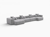 Sofá seccional Matrix de lino gris claro de 4 plazas | 4 piezas, estilo contemporáneo