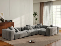 Matrix 4-Seater Light Grey Linen L-Shaped Sectional | 4-Piece, Stylish Design