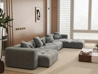 Matrix 4-Seater Light Grey Linen L-Shaped Sectional | 5-Piece (Includes 1 Ottoman), Stylish Design