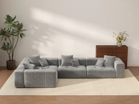 Matrix 4-Seater Light Grey Linen L-Shaped Sectional | 4-Piece, Stylish Design
