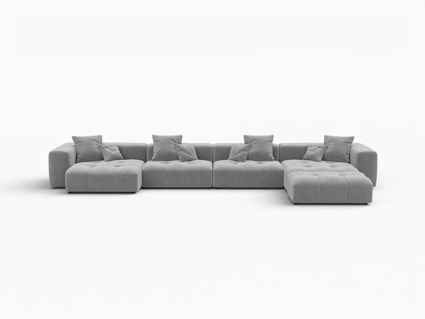 Matrix 4-Seater Light Grey Linen L-Shaped Sectional | 5-Piece (Includes 1 Ottoman), Stylish Design
