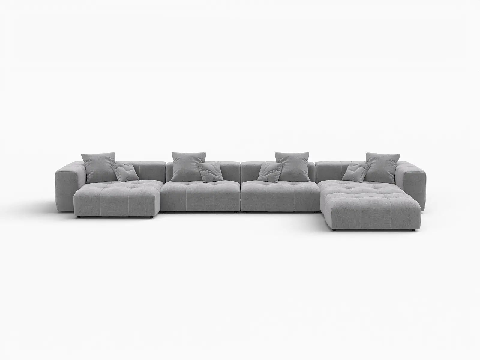 Matrix 4-Seater Light Grey Linen L-Shaped Sectional | 5-Piece (Includes 1 Ottoman), Stylish Design