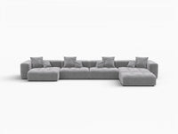 Matrix 4-Seater Light Grey Linen L-Shaped Sectional | 5-Piece (Includes 1 Ottoman), Stylish Design